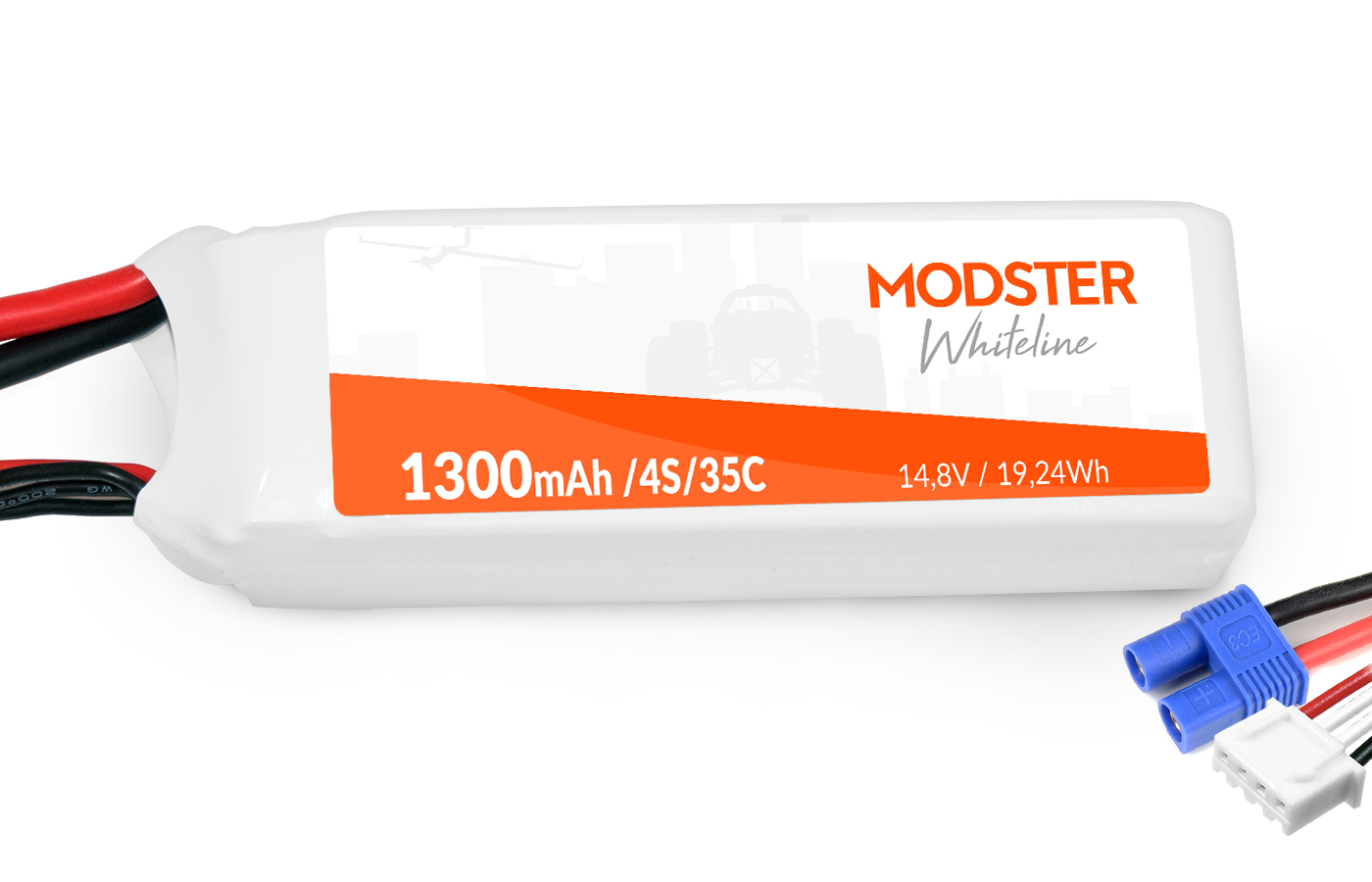 Modster LiPo Akku 4S 14,8V 1300 mAh 35C (EC3) WhiteLine MD11726