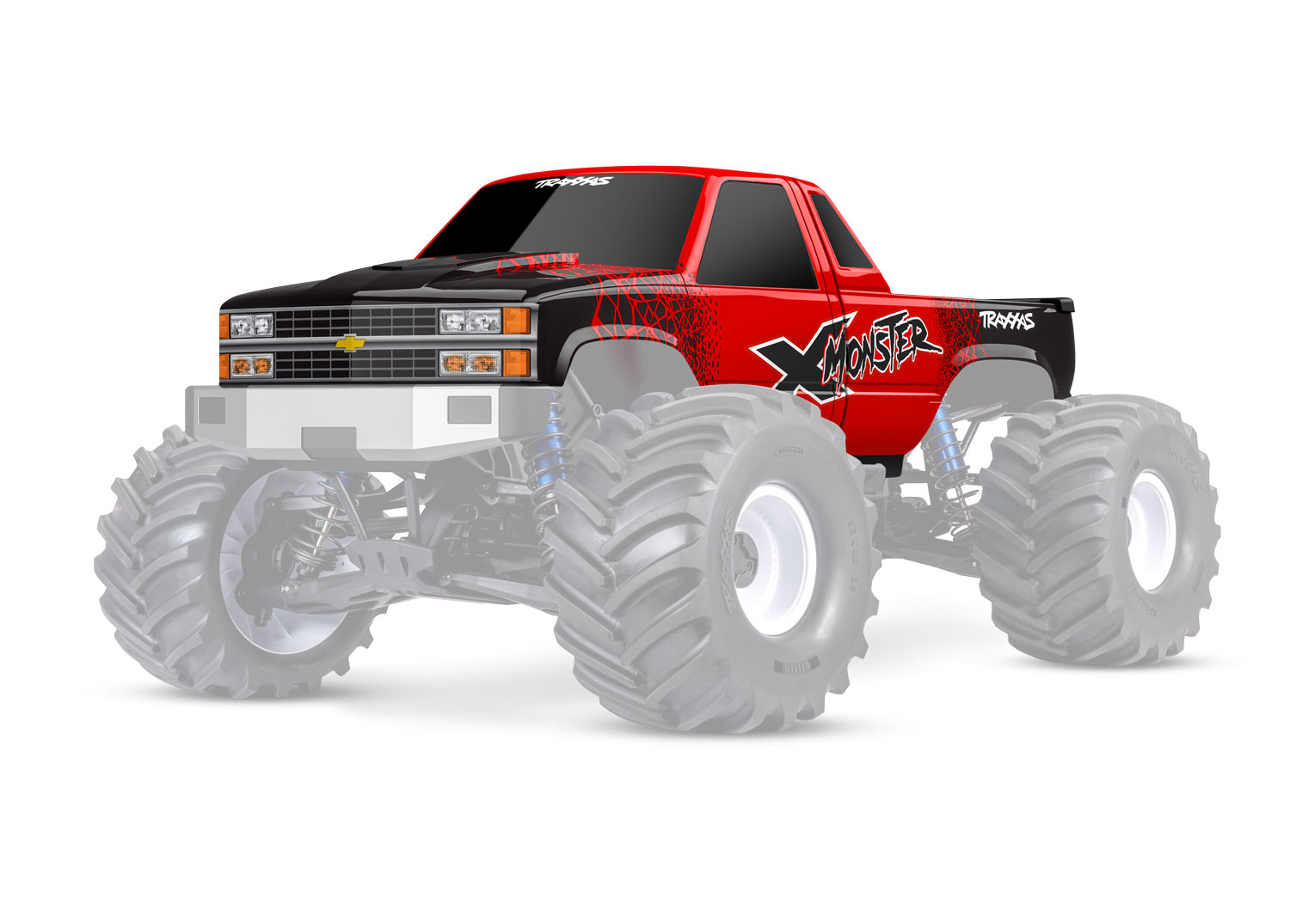 Traxxas Karosserie X-Maxx-MT rot Chevy K1500 mit Aufkleber 7697
