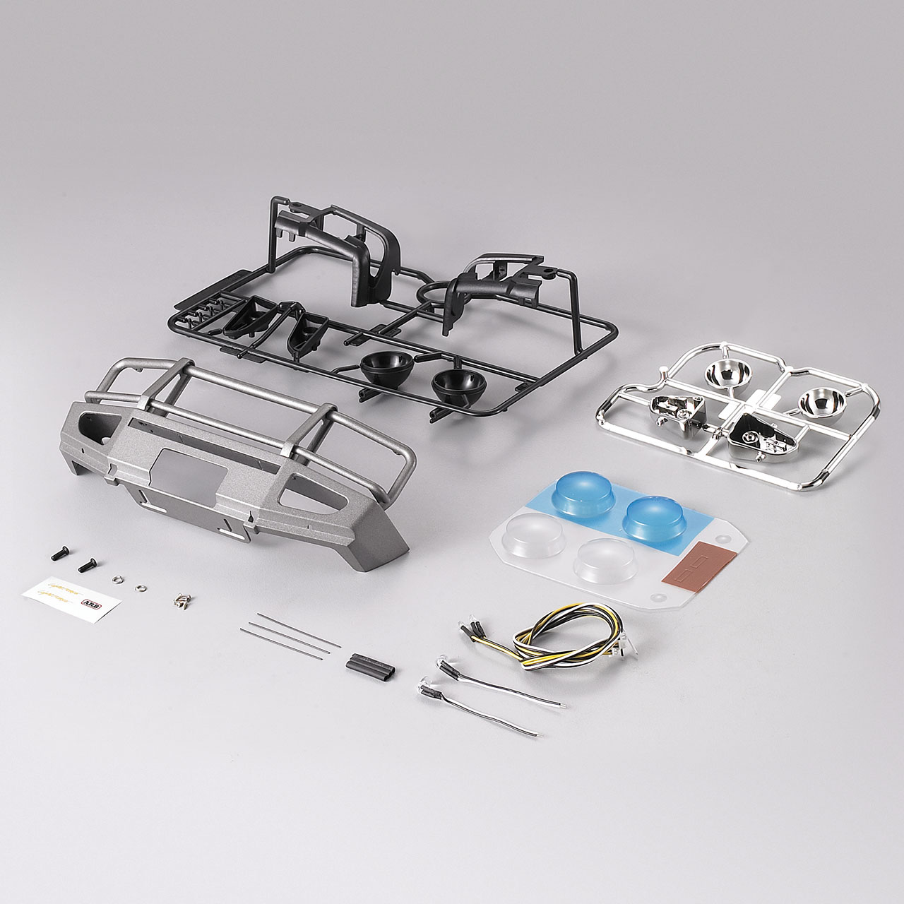 KB48669 Rammschutz mit LED Scheinwerfer Alu silber für 1/10 Truck