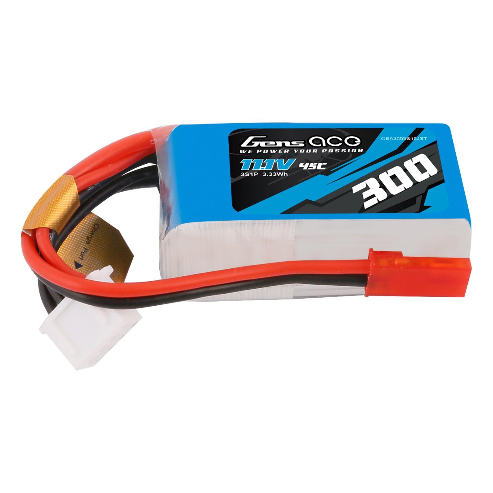 Gens Ace 300mAh 11.1V 45C 3S1P Lipo Akku Pack mit JST-SYP Stecker GEA3003S45JST
