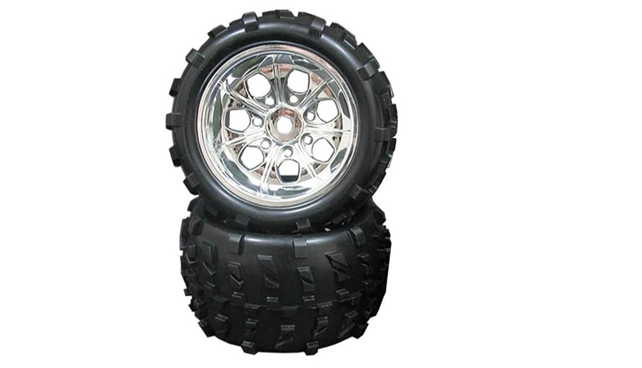 Amewi Monstertruck Kompletträder 1:8 Chrom Felge, 2 Stück 124M