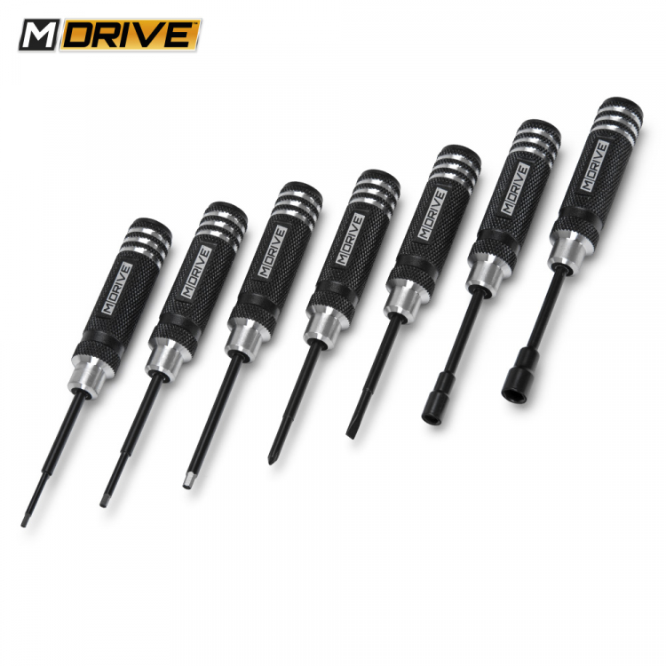 M-DRIVE Mini Werkzeug Set Innensechskant & Steckschlüssel + Schlitz & Kreuz 7-teilig MD45000