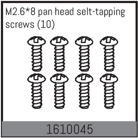 Absima M2.6*8 pan head selt-tapping screws (10 Pcs.) 1610045