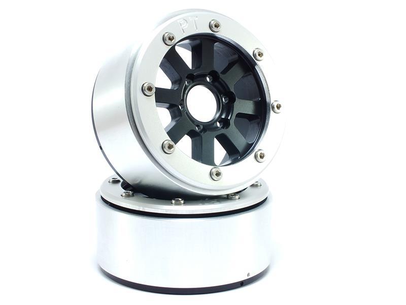 Metsafil Beadlock Wheels HAMMER schwarz/silber 1.9 (2 St.) ohne Radnabe MT5040BS