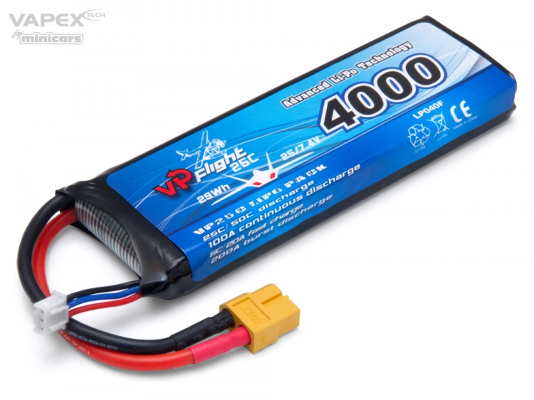 Vapex LiPo Akku 2S 7,4V 4000mAh 25C XT60-Stecker LP040FXT