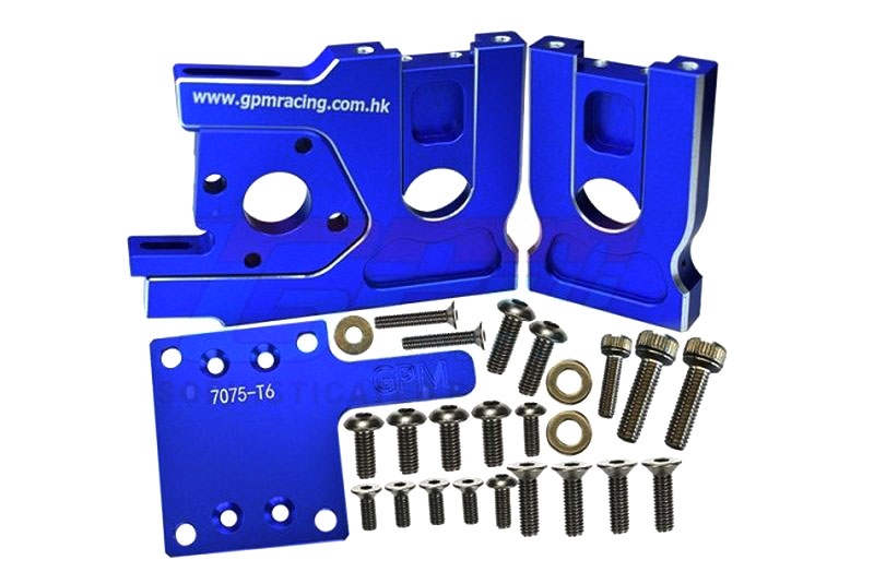 GPM ALUMINUM 7075-T6 QUICK RELEASE MOTOR BASE-30PC SET Traxxas Sledge blau
