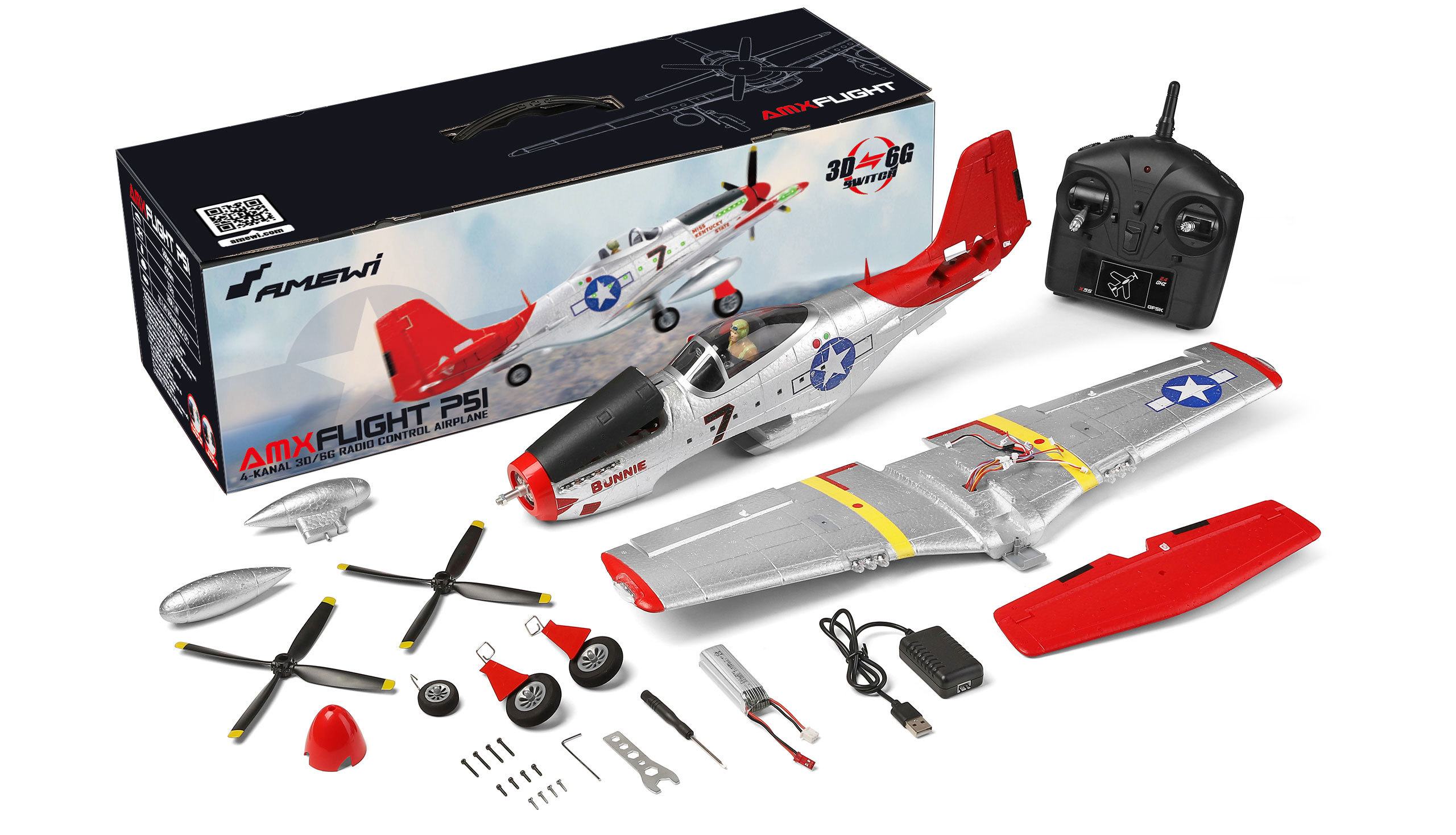 Amewi AMXFlight P51 4-Kanal 3D/6G RTF 24127