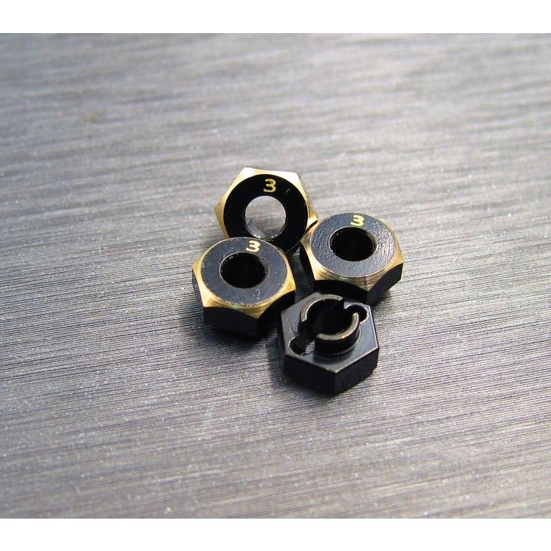 SAMIX Sechskant-Radmitnehmer Messing 3mm (4) für Axial SCX24 SCX24-4063-3