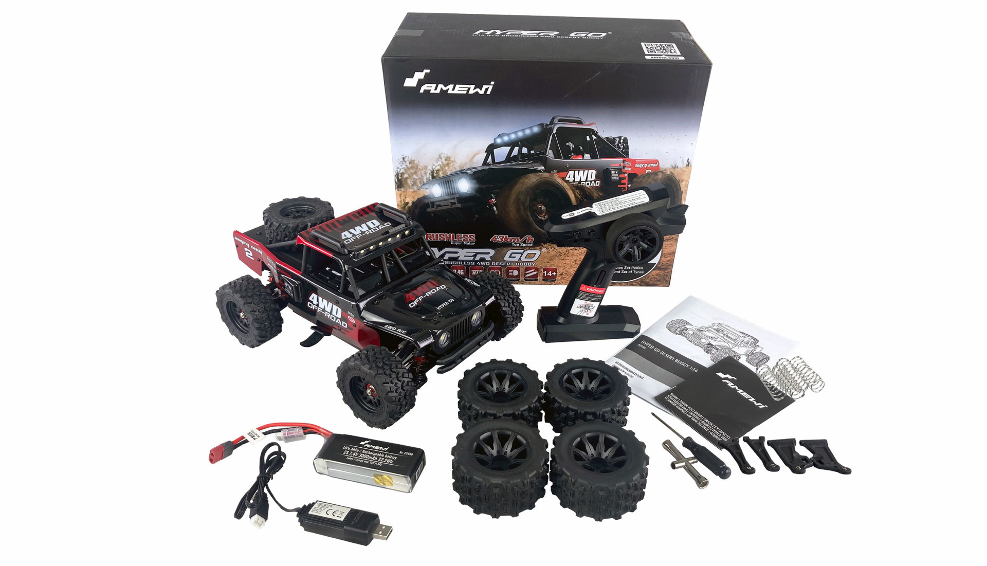 MJX Hyper GO 1/14 Desert Buggy Brushless 4WD RTR schwarz/rot 22658 - Abbildung 8