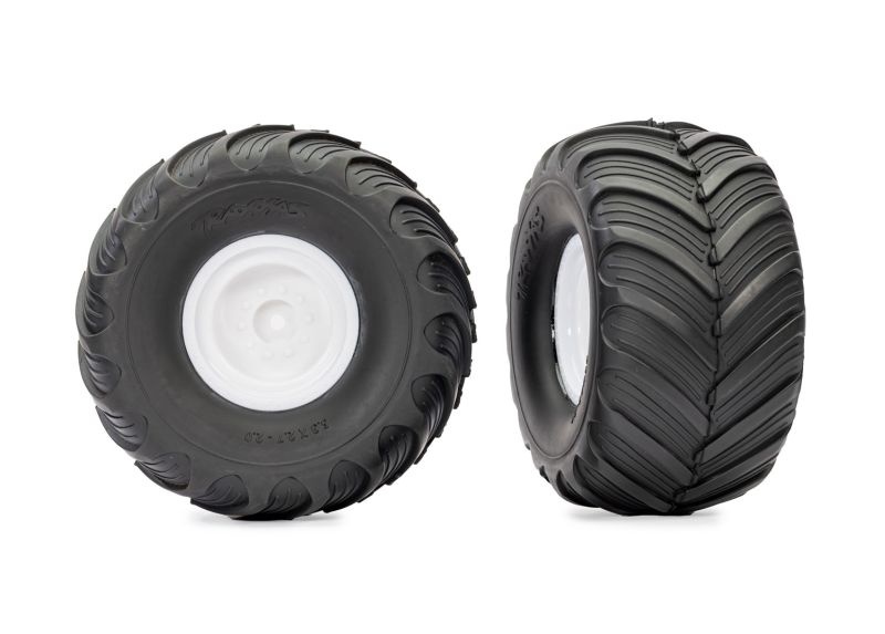 Traxxas Terra Groove Reifen auf Felge weiß (2) 4x4 Bigfoot, Stampede 3663-WHT