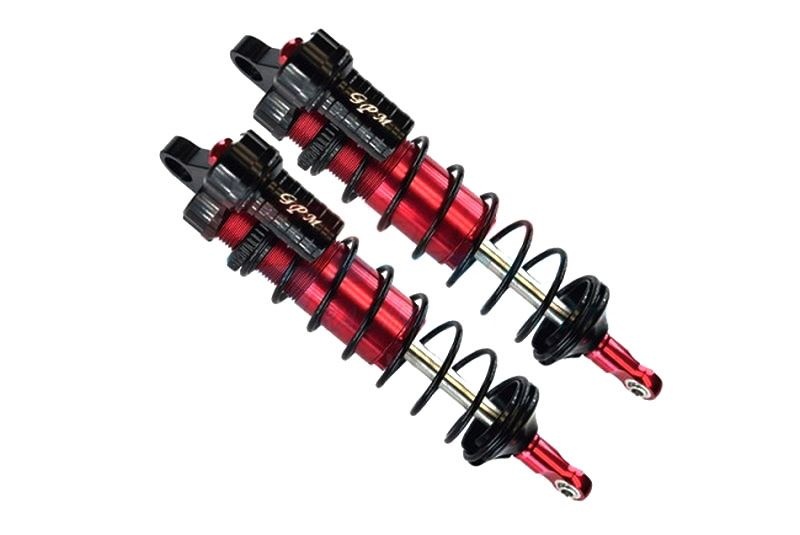 GPM Alum. 6061-T6 L-Shape Piggy Back Dämpfer 128mm vo. rot Traxxas Sledge