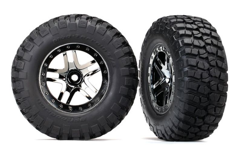 Traxxas 6873T Reifen auf Felge SCT Split-Spoke schwarz/chrome (2) (TSM rat