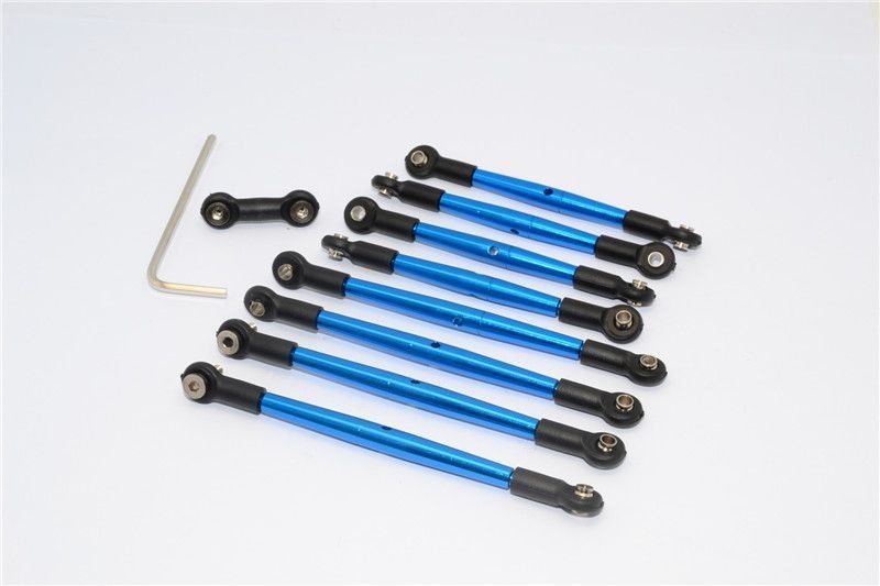 GPM Alum. Spurstangen eloxiert mit Kugelpfannen blau (9 Stk.) Traxxas 1/16 E-Revo