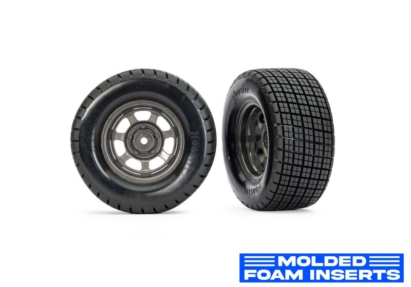 Traxxas Dirt Oval Hossier Reifen auf Felge grau (2) Slash Modified (2WD vorne) 10473R