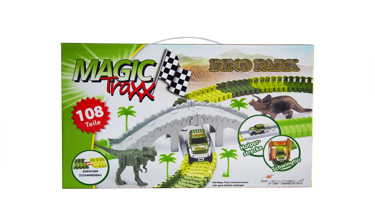 Amewi Magic Traxx Dino-Park, mit Brücke, MiniSet 108-teilig 100652