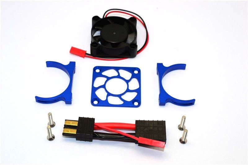 GPM Alu Motor Kühlkörper mit Ventilator blau Traxxas Slash 4x4 LCG, Traxxas4 Defender, 4-Tec