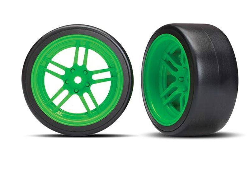 Traxxas Reifen auf Felgen verklebt Split-Spoke Felge grün hinten 8377G - Abbildung 1