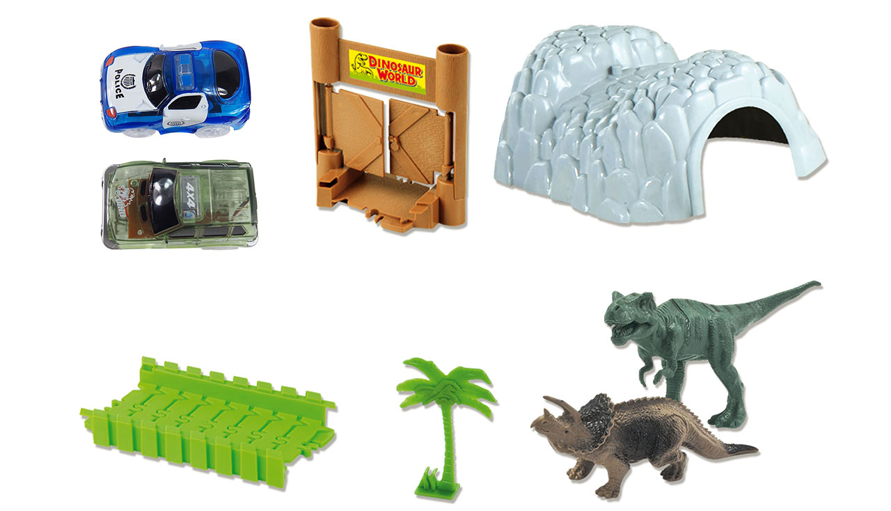 Amewi Magic Traxx Dino-Park mit Tunnel 374-teilig,Mega Set 100651