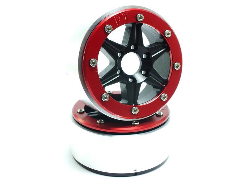 Metsafil Beadlock Wheels SIXSTAR schwarz/rot 1.9 (2 St.) ohne Radnabe MT5010BR