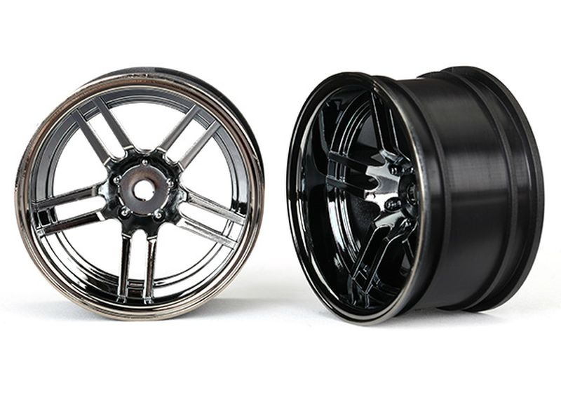 Traxxas Felge, 1.9' Split-Spoke Chrome-schwarz extrabreit hinten (2) 8372