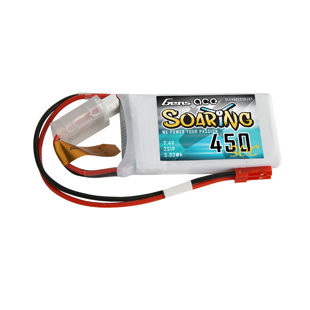 Gens Ace Soaring 450mAh 7.4V 30C 2S1P Lipo Akku Pack mit JST-SYP Stecker GEA4502S30JST