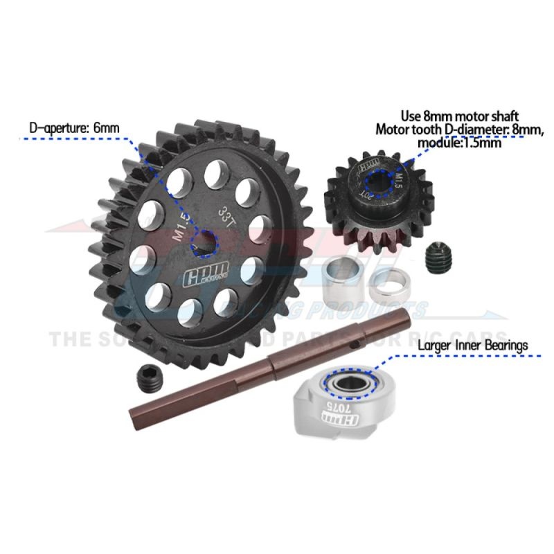 GPM Hauptzahnrad 40Cr Carbon-Stahl M1.5 33Z & Motorritzel 20Z TRX XRT, XMAXX XRT2033TSBK