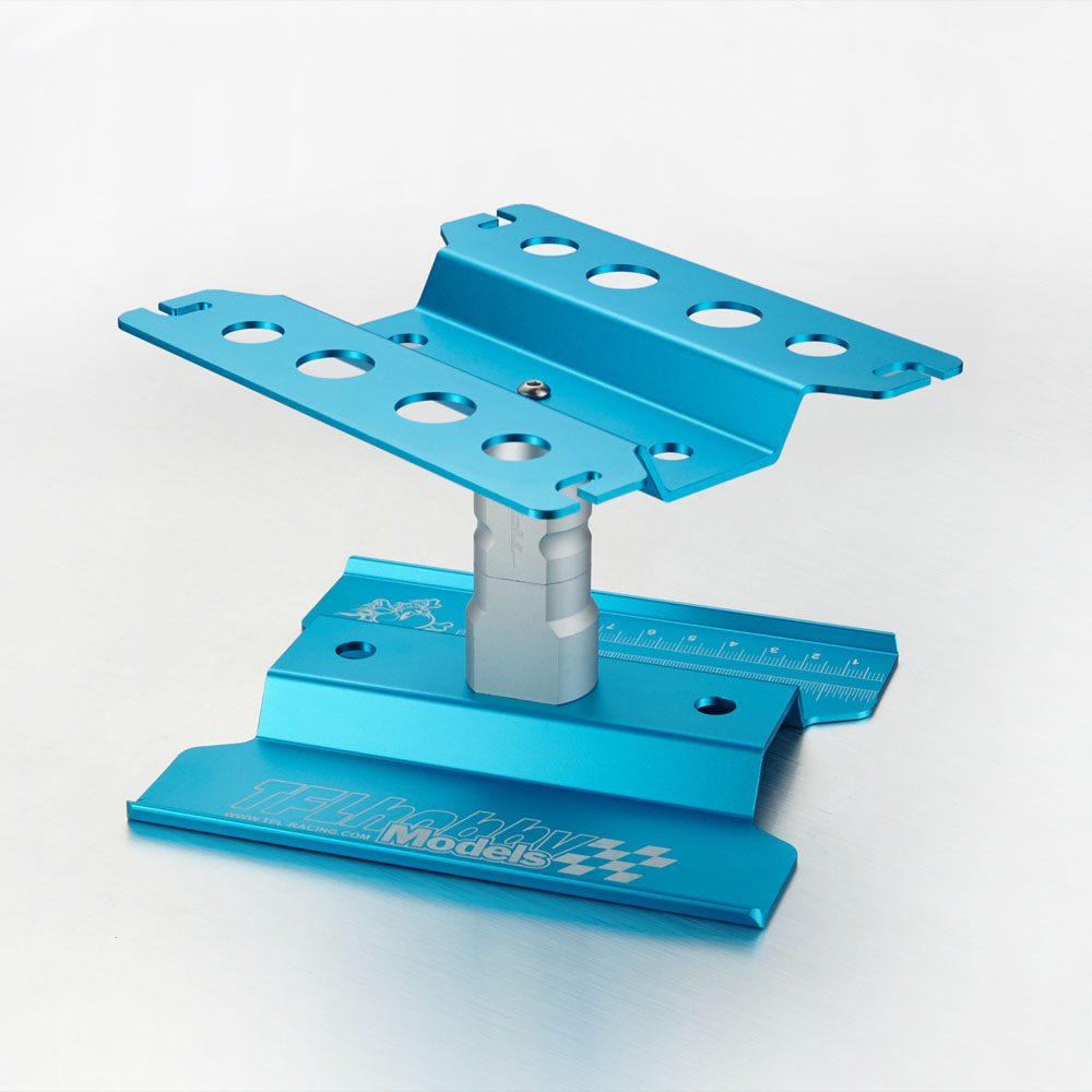 TC1505-02B Auto Montagestand hoch 1/10 drehbar blau eloxiert