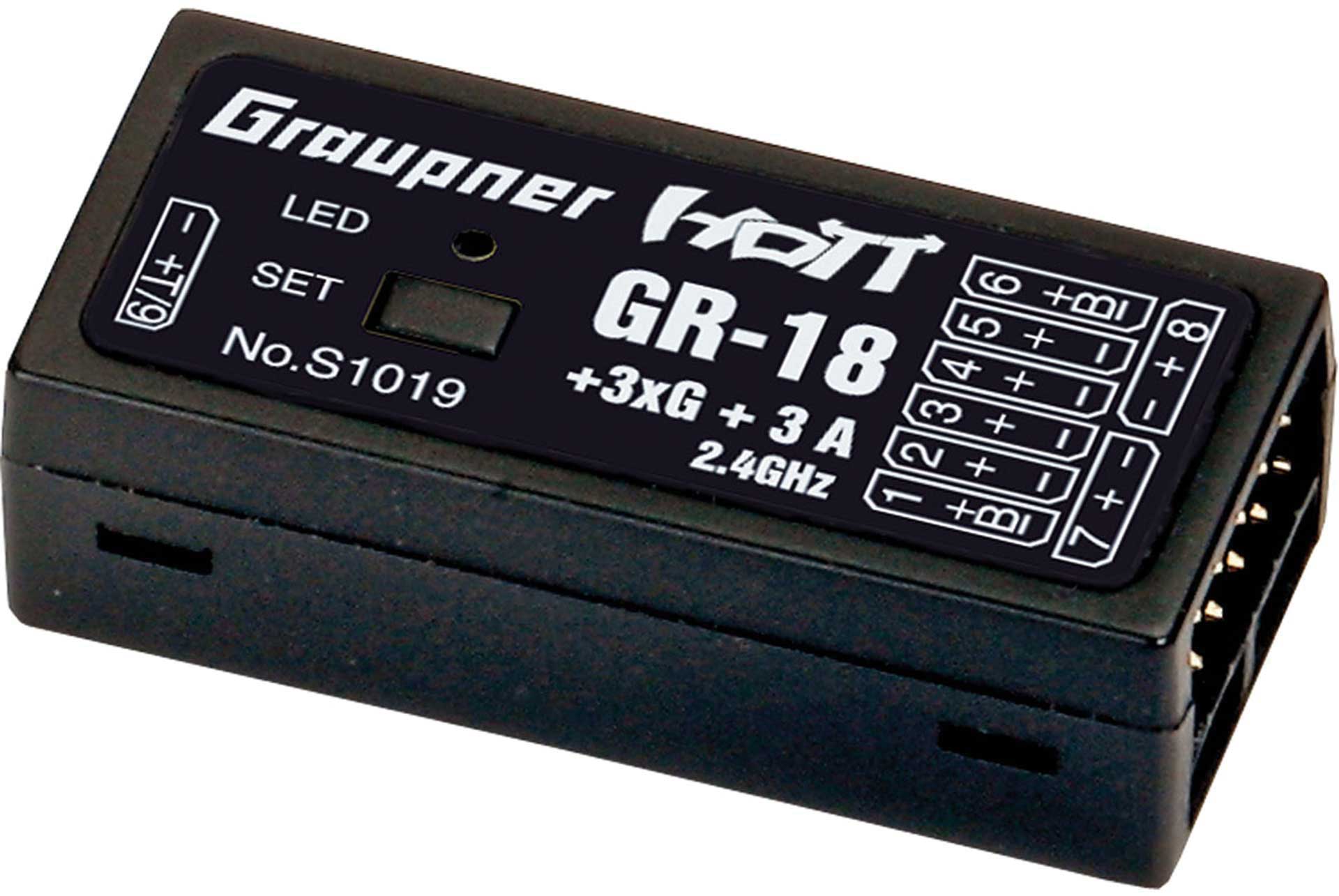 GRAUPNER GR-18 "AIR" + 3XG + 3A integrated flight controller 9 Kanal HoTT Empfänger für Flugmodelle und Helicopter S1019.AIR