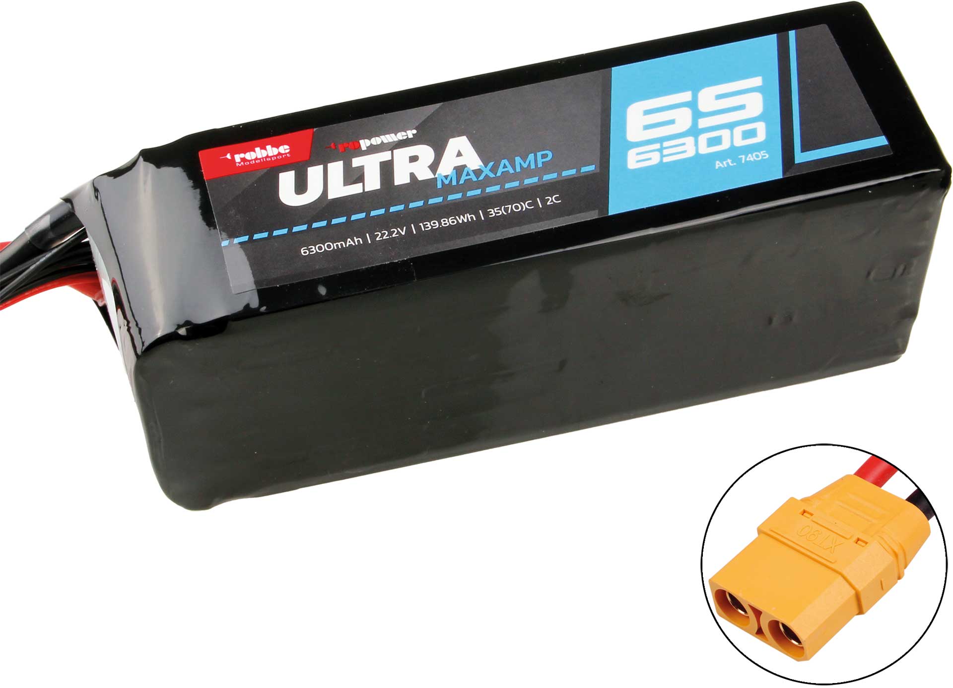 Robbe RO-POWER ULTRA MAXAMP 6300MAH 22,2 VOLT 6S 35(70)C LIPO AKKU XT-90 7405
