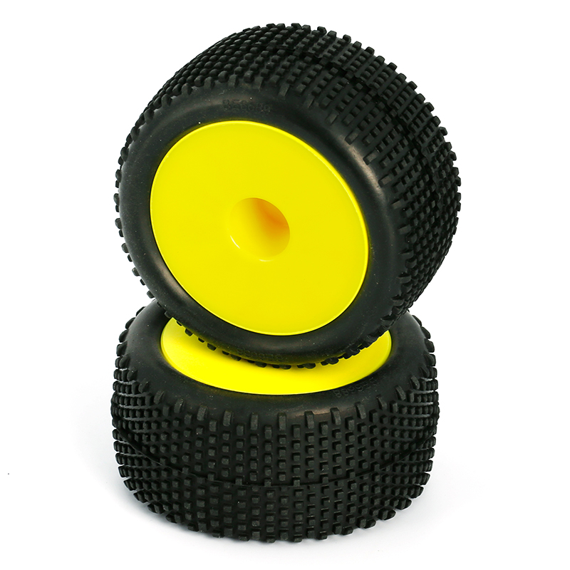 LC Racing Reifen/Felgen Block Pin Truggy montiert 12mm gelb 2 Stück LC6248