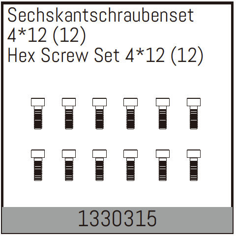 Absima Sechskantschraubenset 4*12 (12 St.) 1330315