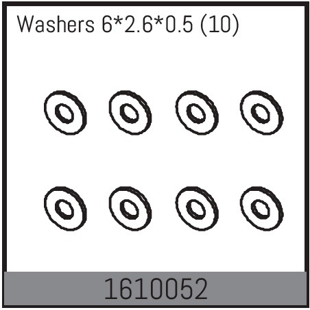 Absima Washers 6*2.6*0.5 (10 Pcs.) 1610052