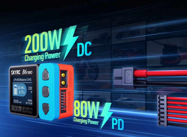 SkyRC B6neo DC Ladegerät Input 10-28volt Red/Blue SK-100198-01