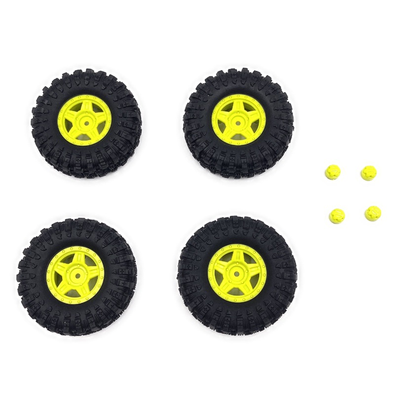 Hobby Plus 1.2inch Deep Star Wheel 68mm Mudder-XL Tire Set ( Yellow ) 240507