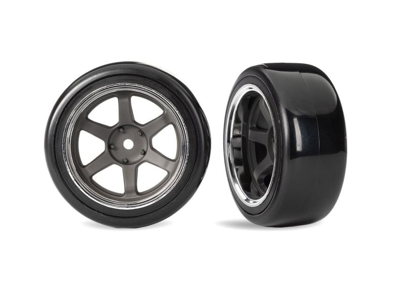 Traxxas Drift-Reifen soft auf 1.9 6-Speichenfelgen grau hinten (2) 4-Tec Drift 10576