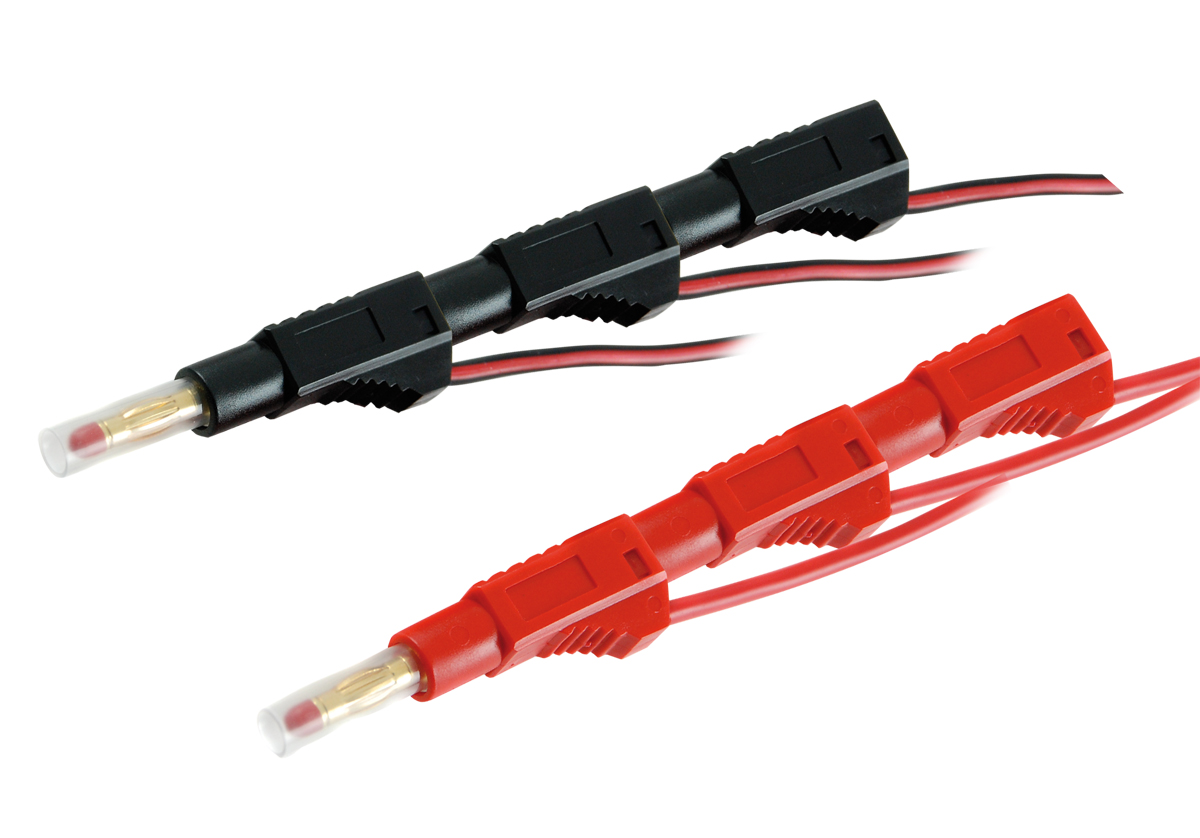 Modster Bananenstecker rot/schwarz mit federnder Schutzhülle 1 Paar MD11206