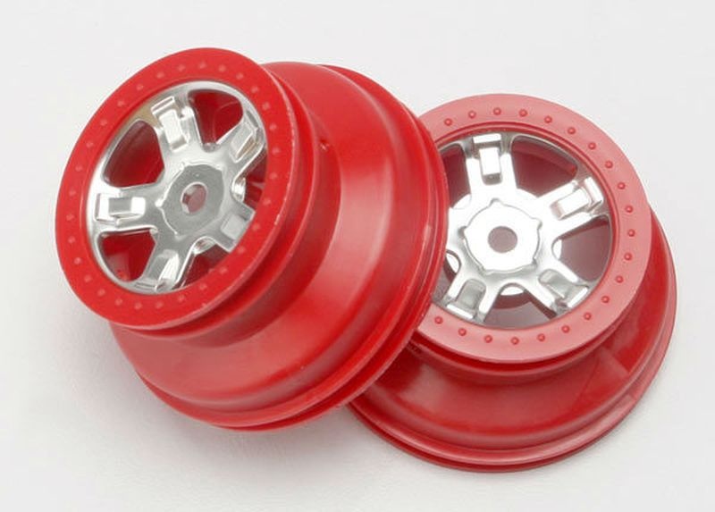 Traxxas Felgen SCT satin chrom/rot 7072A