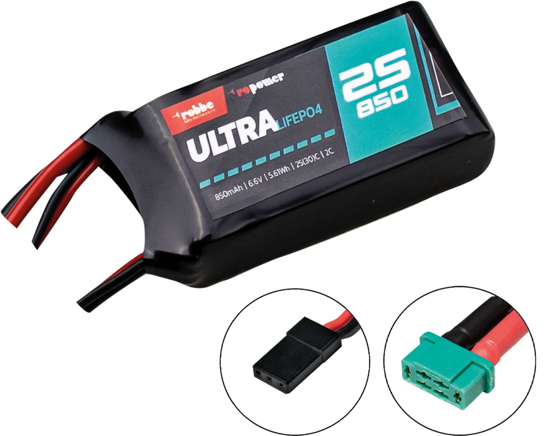 Robbe RO-POWER ULTRA LIFEPO4 850MAH 6,6V 25(30)C 2S LIFEPO4 Akku MPX/JR/XH Stecker 7410