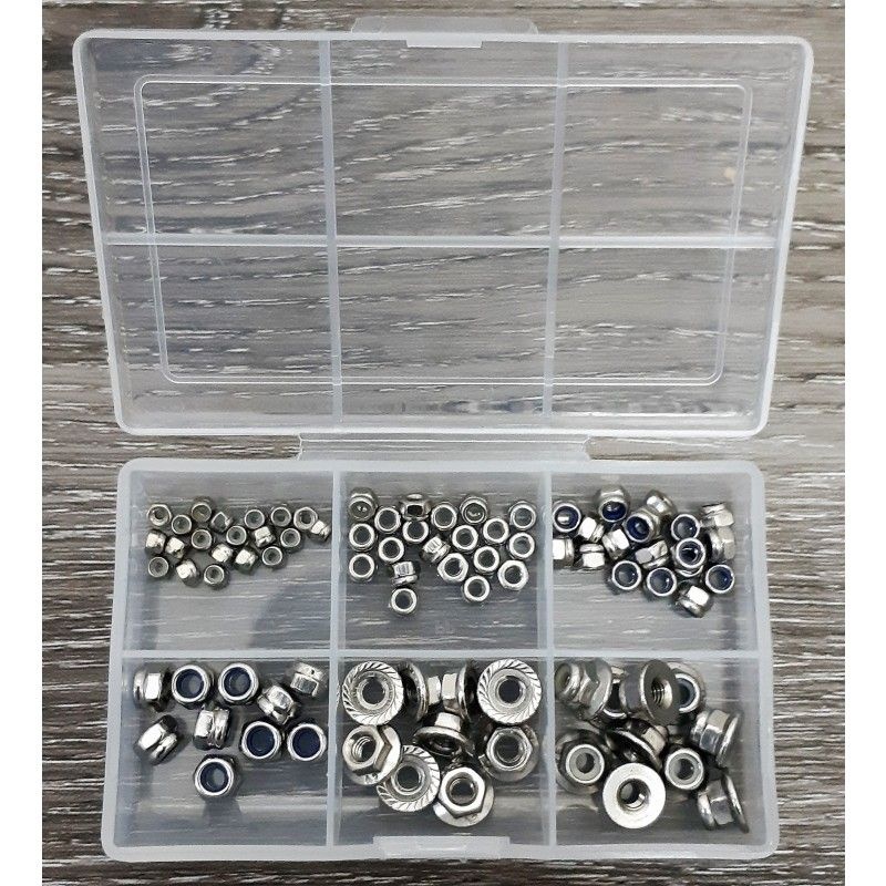 SAMIX Edelstahl-Stoppmuttern mit Plastik-Box (90teilig)  SS-2003