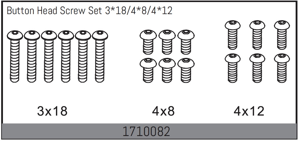 Absima Kopfschraubenset 3*18/4*8/4*12 1710082