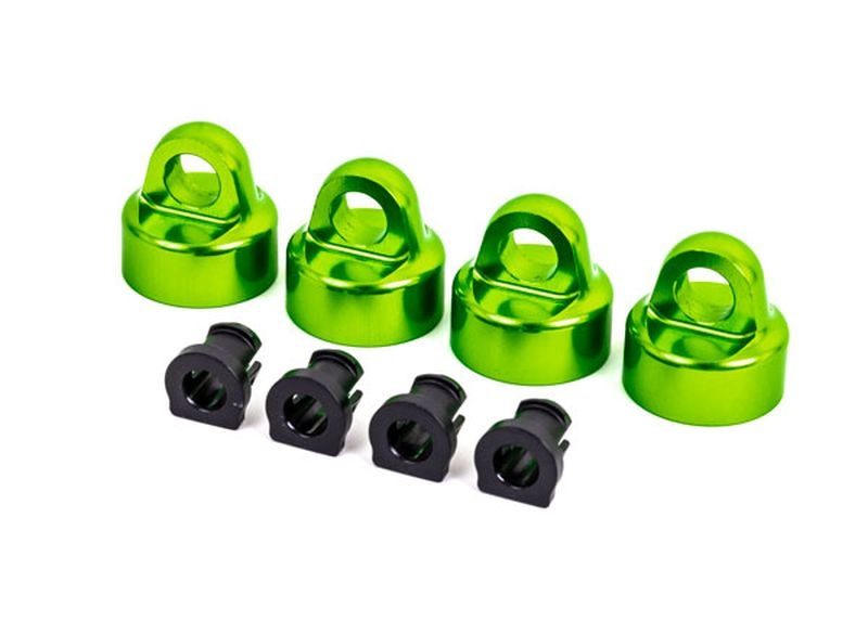 Traxxas GTX Dämpfer-Kappen Alu grün eloxiert + Spacer (je 4) für Sle 9664G