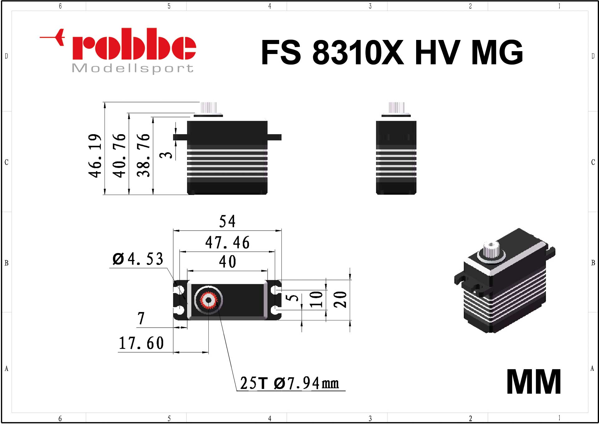 Robbe FS 8310X HV MG Digital Servo Brushless Motor, 8mm Maxx Abtrieb 9140