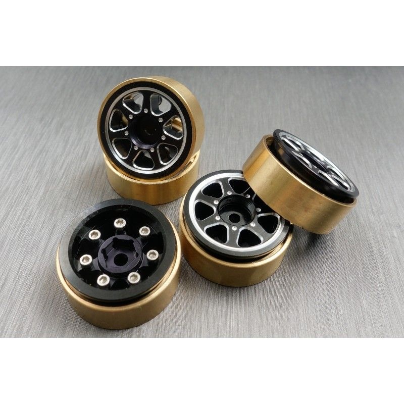 SAMIX Alu & Messing Beadlock Felgen-Set (4) für Axial SCX24 SCX24-6669