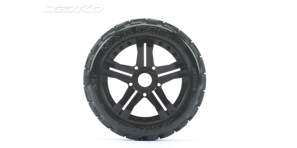 Jetko EX King Cobra 1:8 Buggy Belted Tyre Black Wheels 17mm Hex (2) JK1502RB