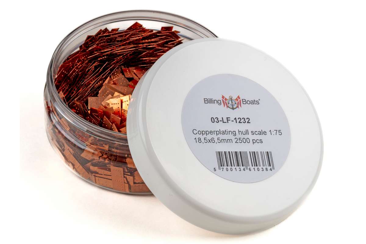 Billing Boats Kupferplating Rumpf Scale 1:75/ 18,5x6,5 mm 2500St. 03-LF-1232