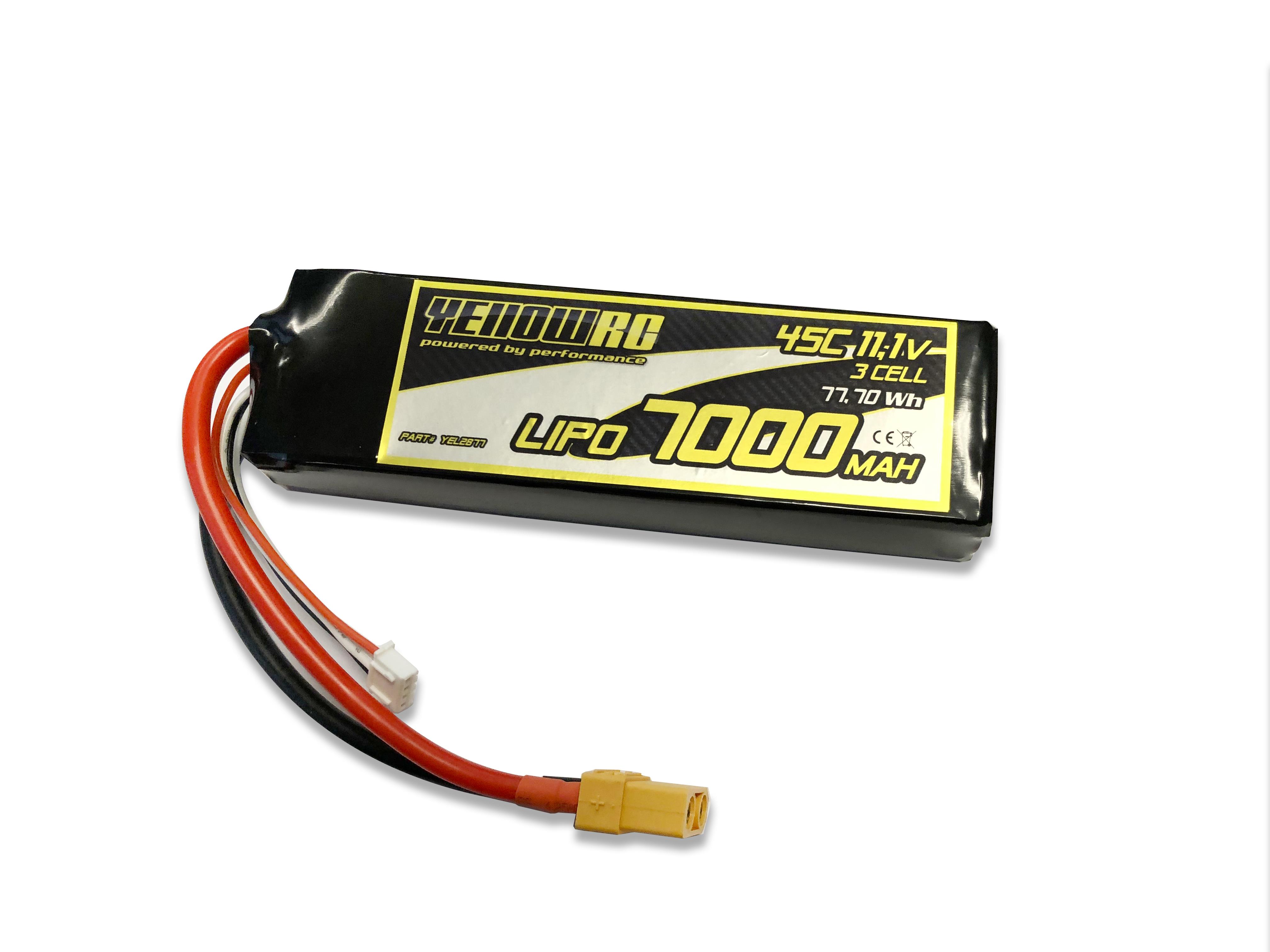 YellowRC LiPo Akku 3S 7000mAh 11.1V 45C/90C XT90 Plug für viele 1/8 Cars