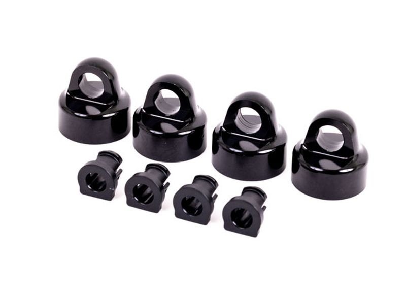 Traxxas GTX Dämpfer-Kappen Alu schwarz eloxiert + Spacer (je 4) für 9664A