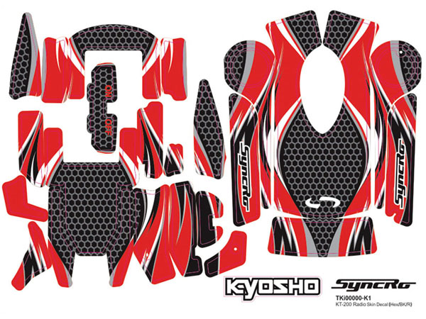 Kyosho KOMPLETTES DEKOR FUER SENDER KT-200/201 - ROT 36271R