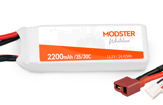 Modster LiPo Akku 3S 11,1V 2200 mAh 30C (T-Plug) WhiteLine MD10088