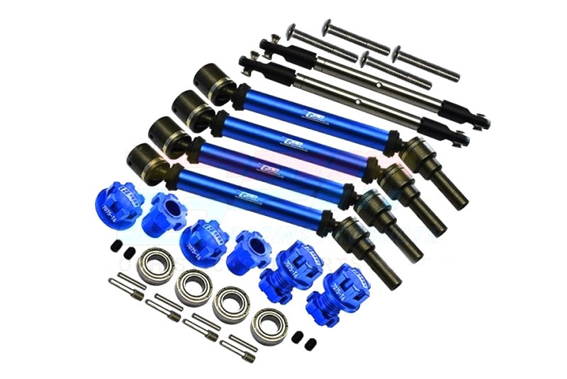 GPM Stahl+Alu CVD Set v/h blau +20mm Radmitnehmer & Spurstangen TRX WideMAXX TXMS143FRSNB